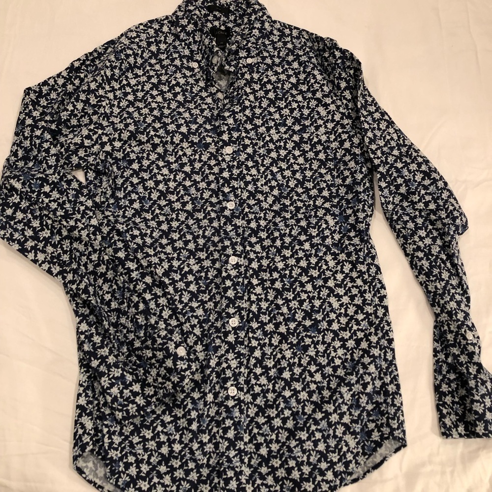 J. Crew Flower Design Long Sleeve Button Down